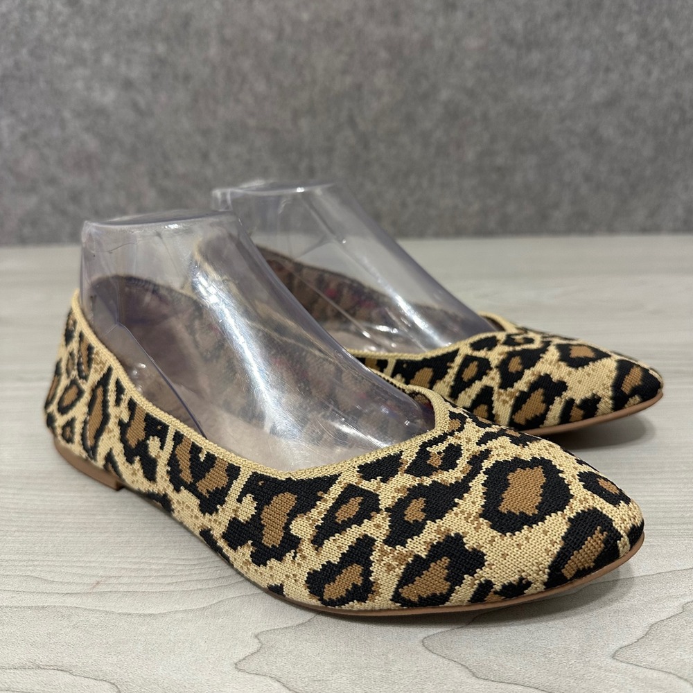 Skechers Cleo Claw-Some Ballet Flats Womens 8.5 Tan Leopard Memory Foam